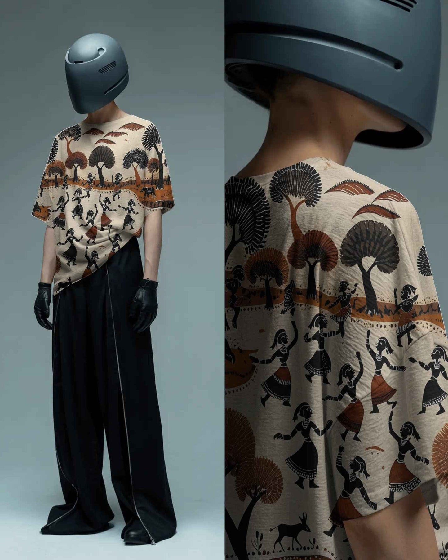 Unisex Warli Dance Oversized Tee